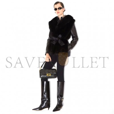 FENDI BAGUETTE BLACK LEATHER BAG 8BR600AT57F15ZW (27*15*6cm)